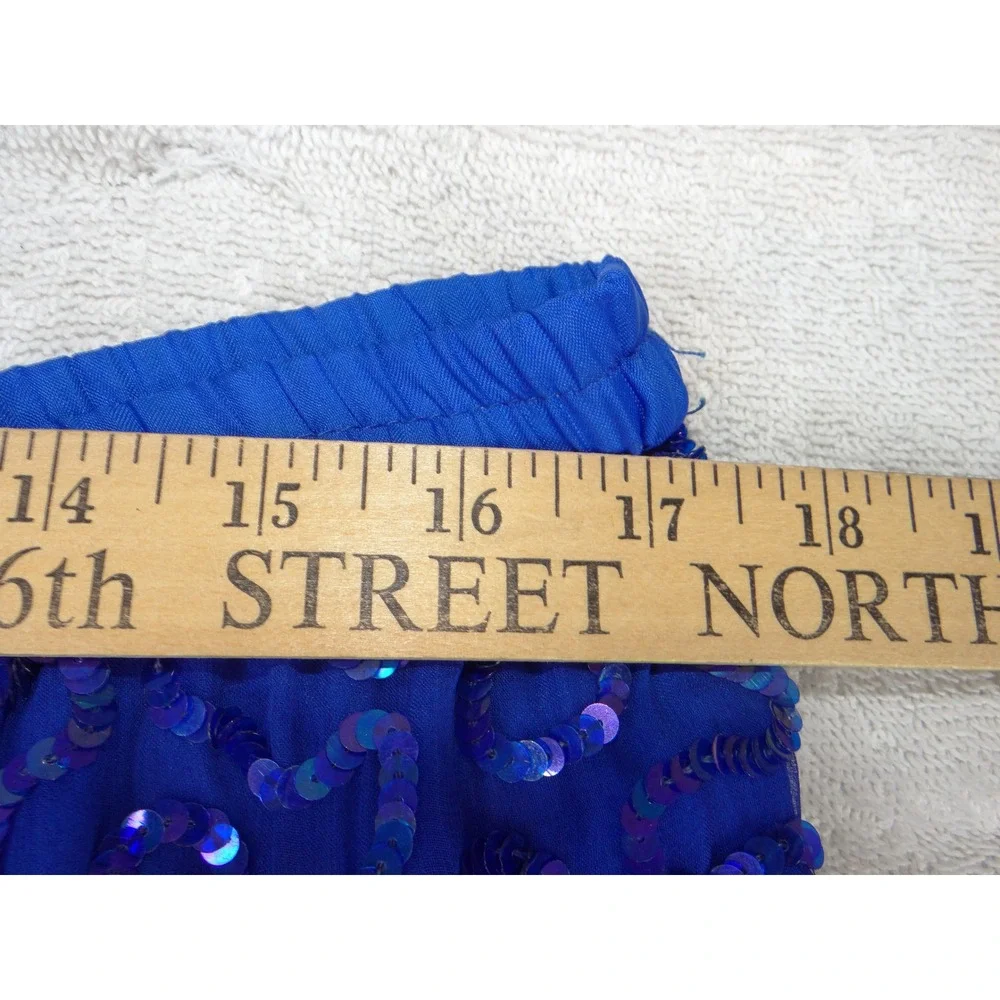 Stenay Vintage Royal Blue Silk Sequin Beaded 2-Piece Skirt Set Size 10 3978